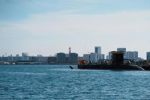 潜水艦 潜水艦,海,空の写真素材