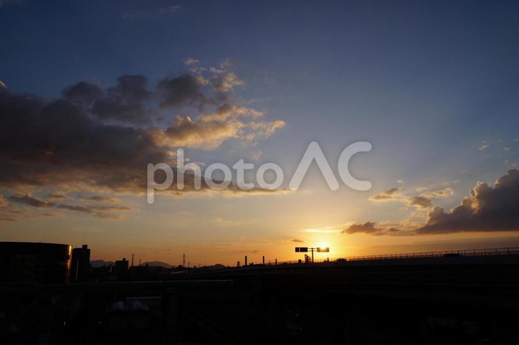 街の夕景 夕景,晴れ,町並みの写真素材