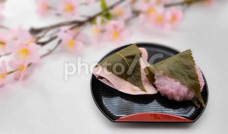 桜餅　二種 桜餅,桜もち,立春の写真素材