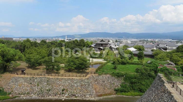 大和郡山城　天守台からの眺望　春日山方向 大和郡山城,平山城,筒井順慶の写真素材