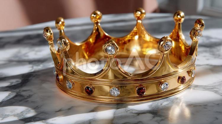 家のリビングにある金色の王冠 冠,ゴールド,クラウンの写真素材