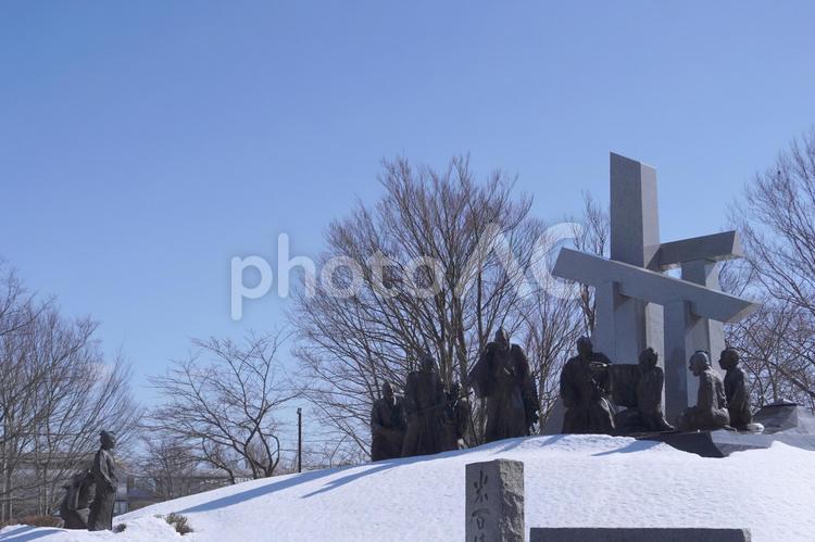 米百俵の群像（冬）02 米百俵の群像,米百俵,故事の写真素材