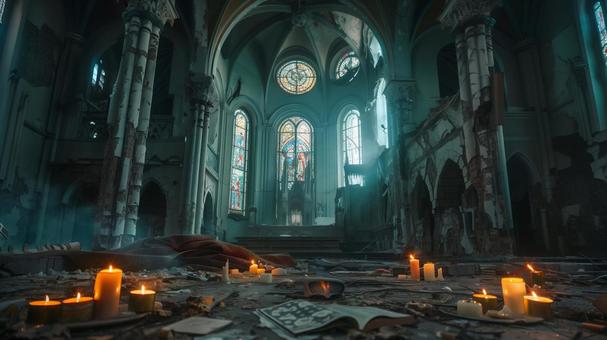 廃墟の教会の写真