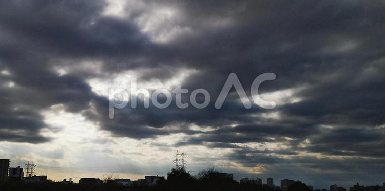 1月の夕空 1月,冬,冬空の写真素材