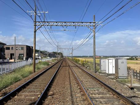京成電鉄の線路風景（佐倉） 京成電鉄,線路,レールの写真素材