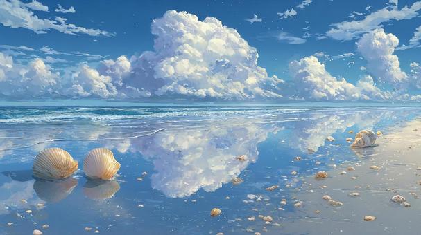 空と海が溶け合う夏の海岸線 空と海が溶け合う夏の海岸線の写真