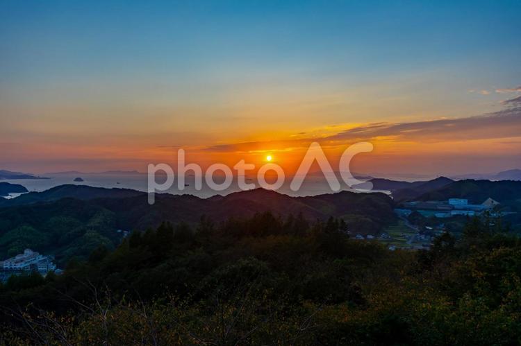 瀬戸内の夕景 海山城展望公園,展望台,海山城の写真素材
