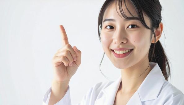 指をさす女医 指をさす女医の写真
