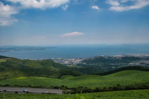 十文字原展望台から望む別府湾の風景 大分 十文字原展望台から望む別府湾の風景 大分 別府湾,十文字原展望台,大分県の写真素材