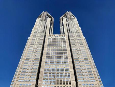 仰ぎ見る東京都庁 東京,東京都庁,都庁の写真素材