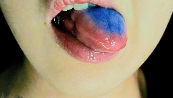 青い舌 舌,青,染まるの写真素材