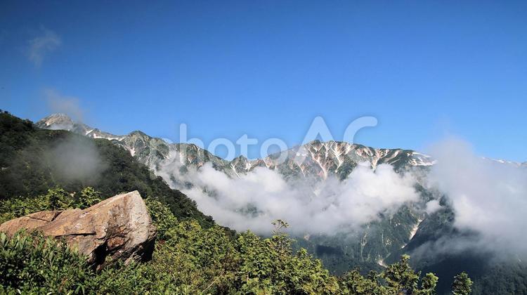 夏の大黒岳、牛首、唐松岳を望む 北アルプス,夏山,トレッキングの写真素材