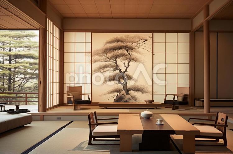 すっきりと美しい和室　ミニマリスト 部屋,和室,日本家屋の写真素材