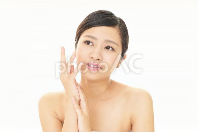 スキンケアイメージ 女性,スキンケア,美容の写真素材