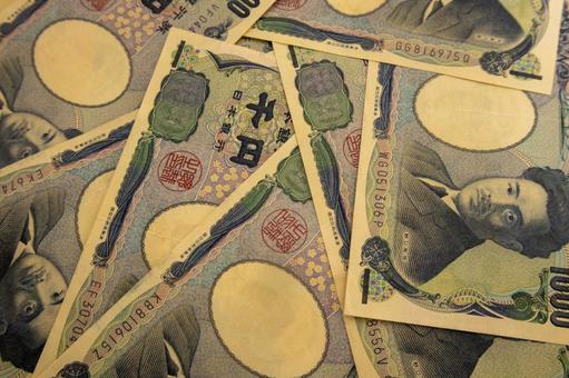 重なり合う千円札の紙幣 お金,現金,千円札の写真素材