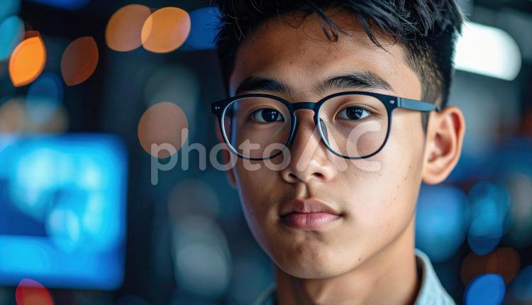 メガネの男の子 男性,人,研究の写真素材