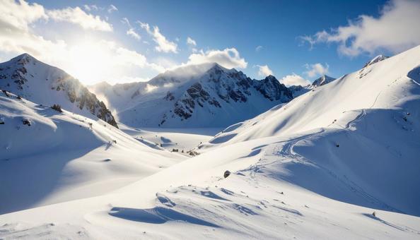 冬の雪山 青空 冬の雪山 青空の写真