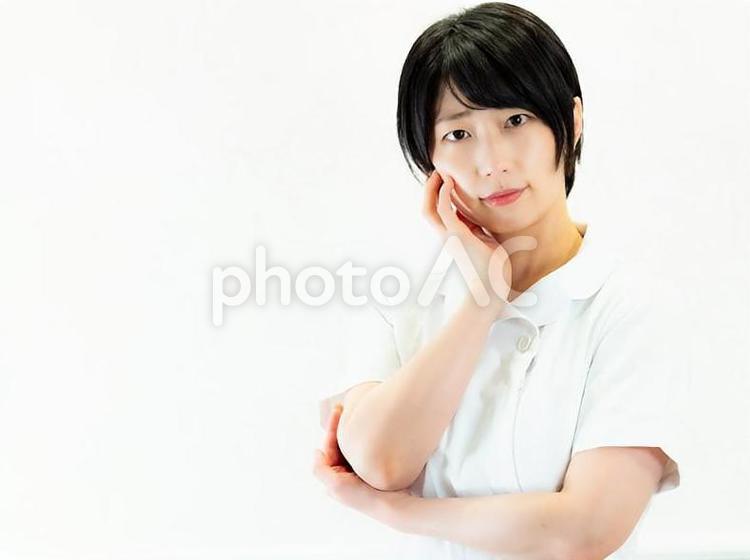 06：看護師のアップ【白バック】 ナース,看護師,看護婦の写真素材