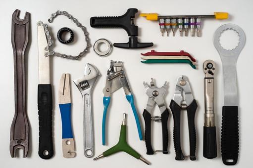 自転車主にロードバイク用の専用工具の数々 道具,工具,修理の写真素材