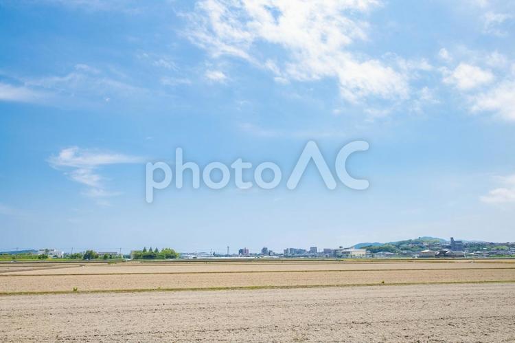 田舎の畑から眺める風景 糸島,畑,風景の写真素材