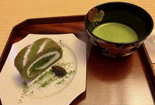 抹茶ロールケーキ② 抹茶,ロールケーキ,スイーツの写真素材