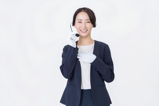 オペレーター オペレーター オペレーター,コールセンター,ヘッドセットの写真素材