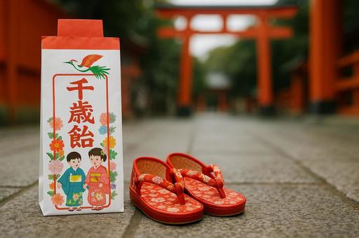 千歳飴と草履 千歳飴と草履の写真