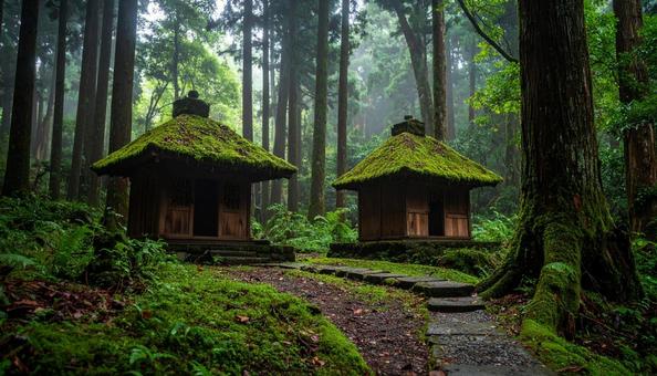 森の中の小さな神社 森の中の小さな神社の写真