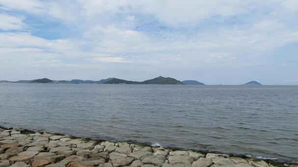 元寇防塁　防塁がある生の松原海岸 元寇防塁,石築地,蒙古襲来の写真素材