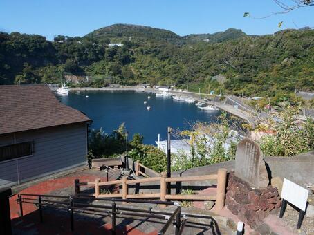 波浮港　遠景 波浮港,伊豆大島,伊豆諸島の写真素材