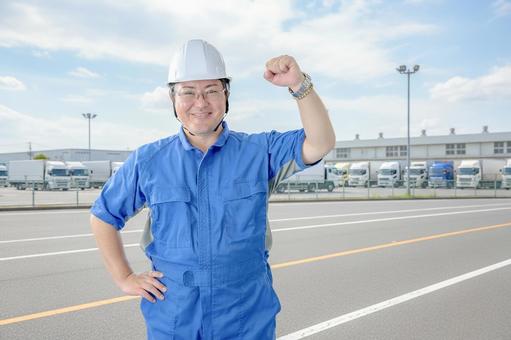 ガッツポーズする作業員 ガッツポーズする作業員 男性,作業員,労働者の写真素材
