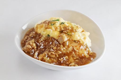 肉あんかけニラ玉丼 食事,主食,たまごの写真素材