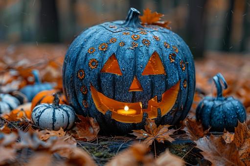 秋色に包まれたハロウィンの風景 秋色に包まれたハロウィンの風景 ジャックオーランタン,かぼちゃ,ハロウィンの写真素材