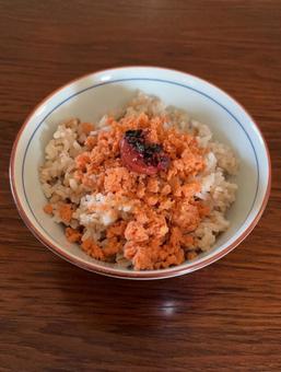 Photo, chawanmushi, it enters rice with barley, rice, 