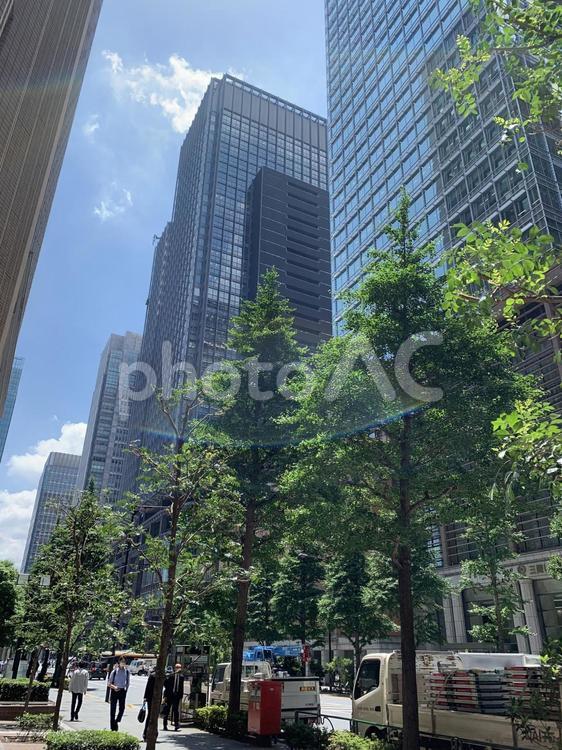 丸の内のオフィス街 丸の内,ビル街,東京駅の写真素材