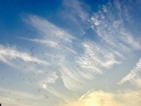 シャボン玉と空 シャボン玉と空の写真