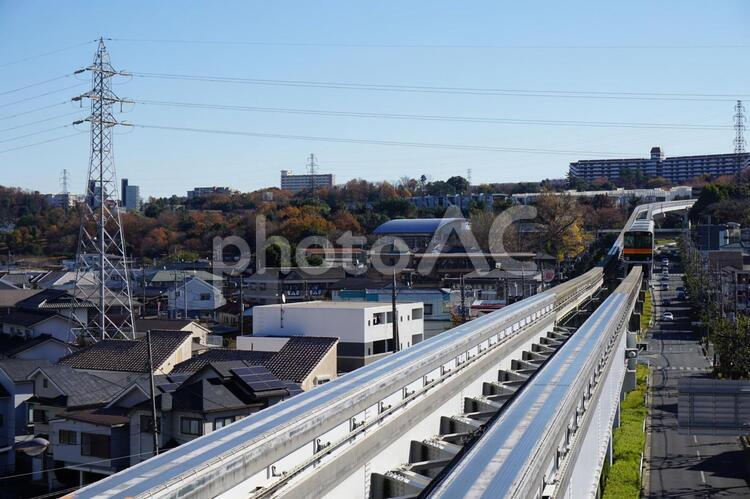 八王子市内の多摩モノレール　 多摩都市モノレール線,多摩モノレール,モノレールの写真素材