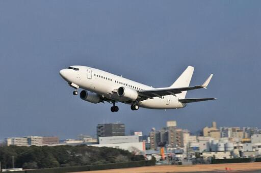 飛行機　ボーイング737　白 旅客機,航空機,エンジンの写真素材