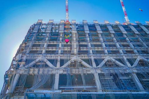 工事用クレーンとビル 工事用クレーンとビル 建設中,ビル,工事現場の写真素材