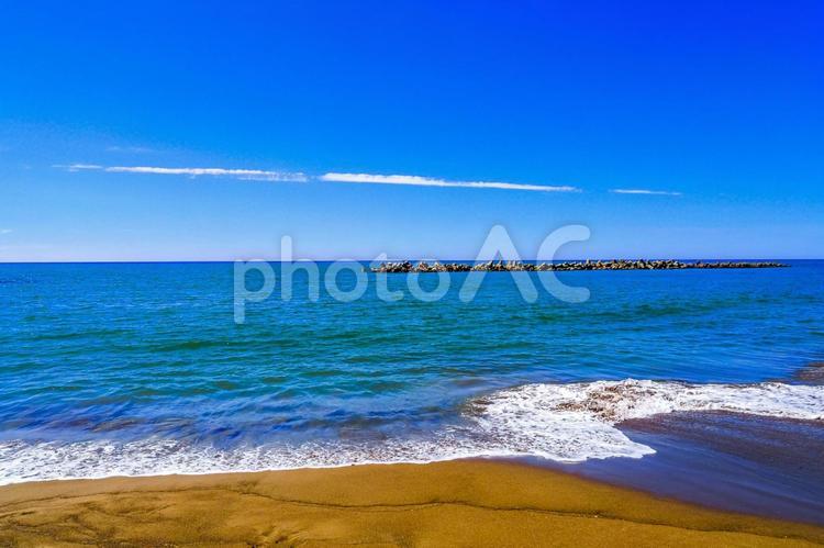 青空と海の景色 海,ビーチ,背景の写真素材