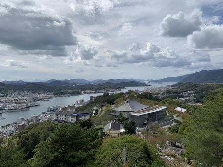 尾道 ロープウェイ頂上からの景色 尾道 ロープウェイ頂上からの景色 尾道,ロープウェイ,木の写真素材