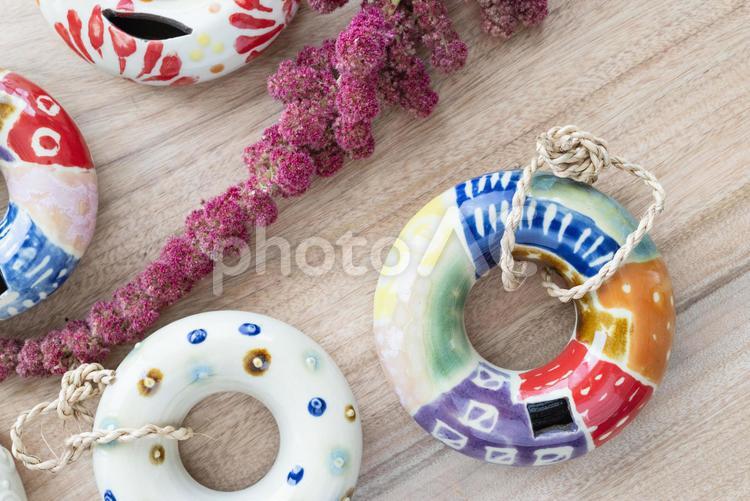 沖縄食器_やちむん_花器 沖縄,やちむん,器の写真素材
