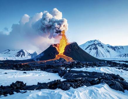 噴火 火山 雪 大地 自然 災害 噴火 火山 雪 大地 自然 災害の写真