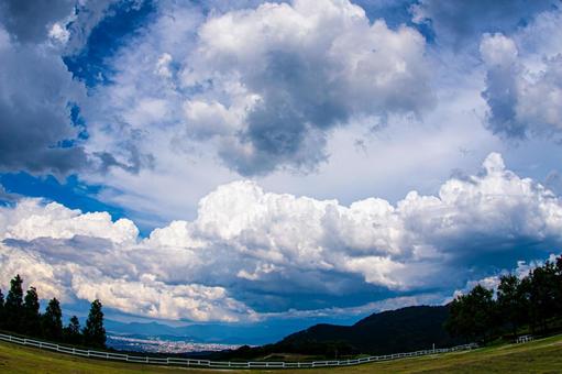 真夏の青空と森林 真夏の青空と森林 青空,真夏,入道雲の写真素材