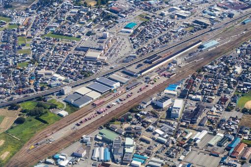富山貨物駅を空撮 空撮,富山貨物駅,貨物駅の写真素材