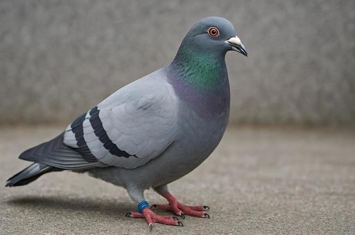 レース鳩・足輪付きの横姿・鳥類・羽根 レース鳩・足輪付きの横姿・鳥類・羽根の写真