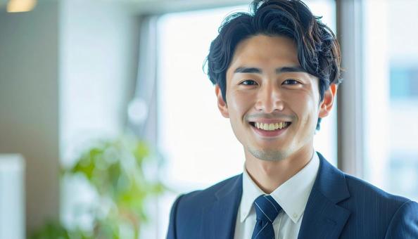 笑顔の若い男性会社員の写真