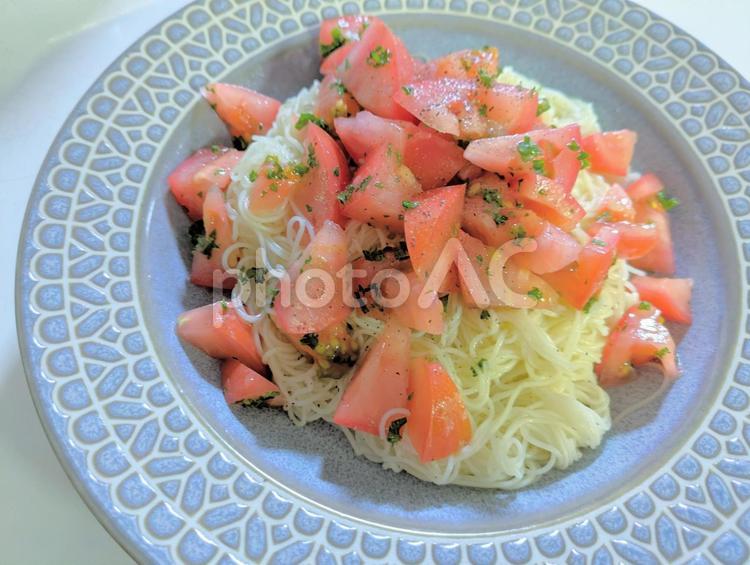 トマトのカッペリーニ風そうめん トマト,カッペリーニ風,そうめんの写真素材
