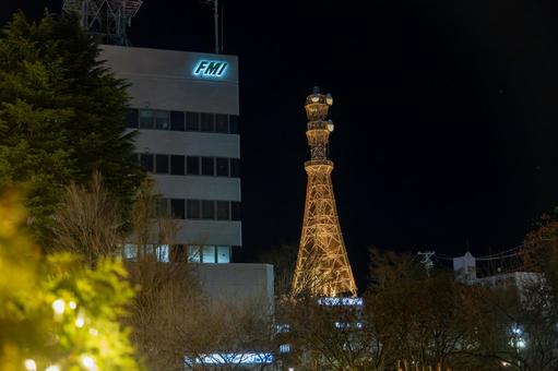 ライトアップされた岩手テレビ塔 ライトアップされた岩手テレビ塔の写真