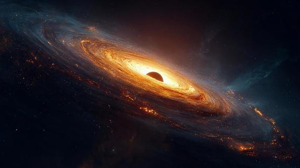 光を歪めるブラックホールの圧倒的な存在感 光を歪めるブラックホールの圧倒的な存在感の写真